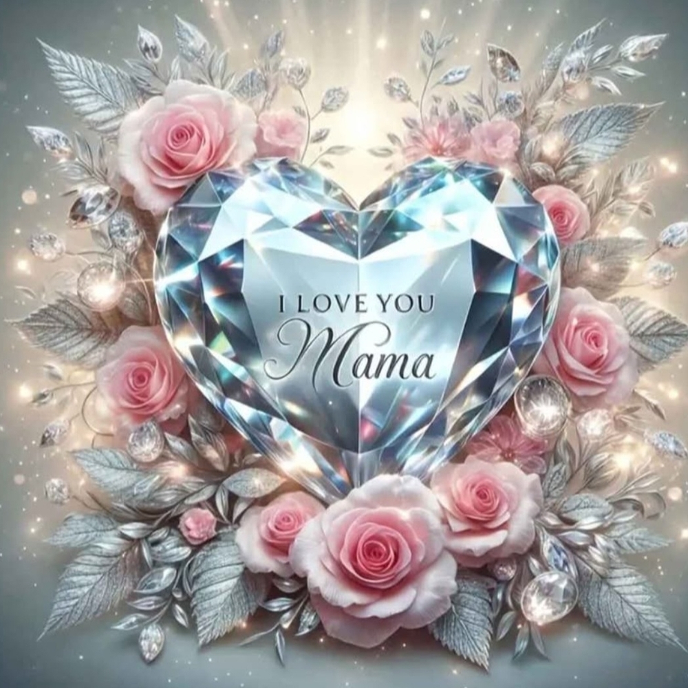 11.8x11.8 DIY Diamond Art Painting Kit Heart-Shaped I Love You Mama W Pink Roses
